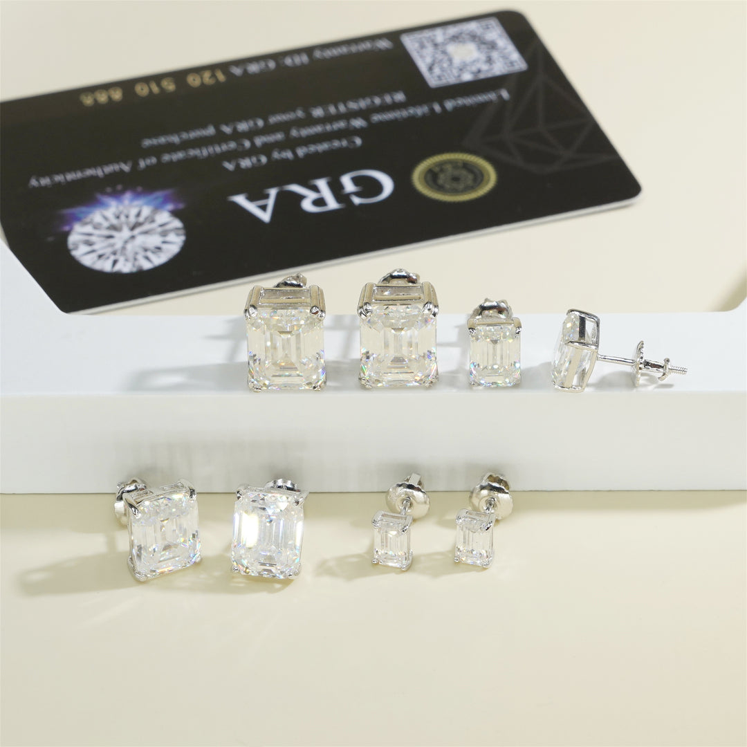 VVS ICED " EMERALD CUT " Earrings