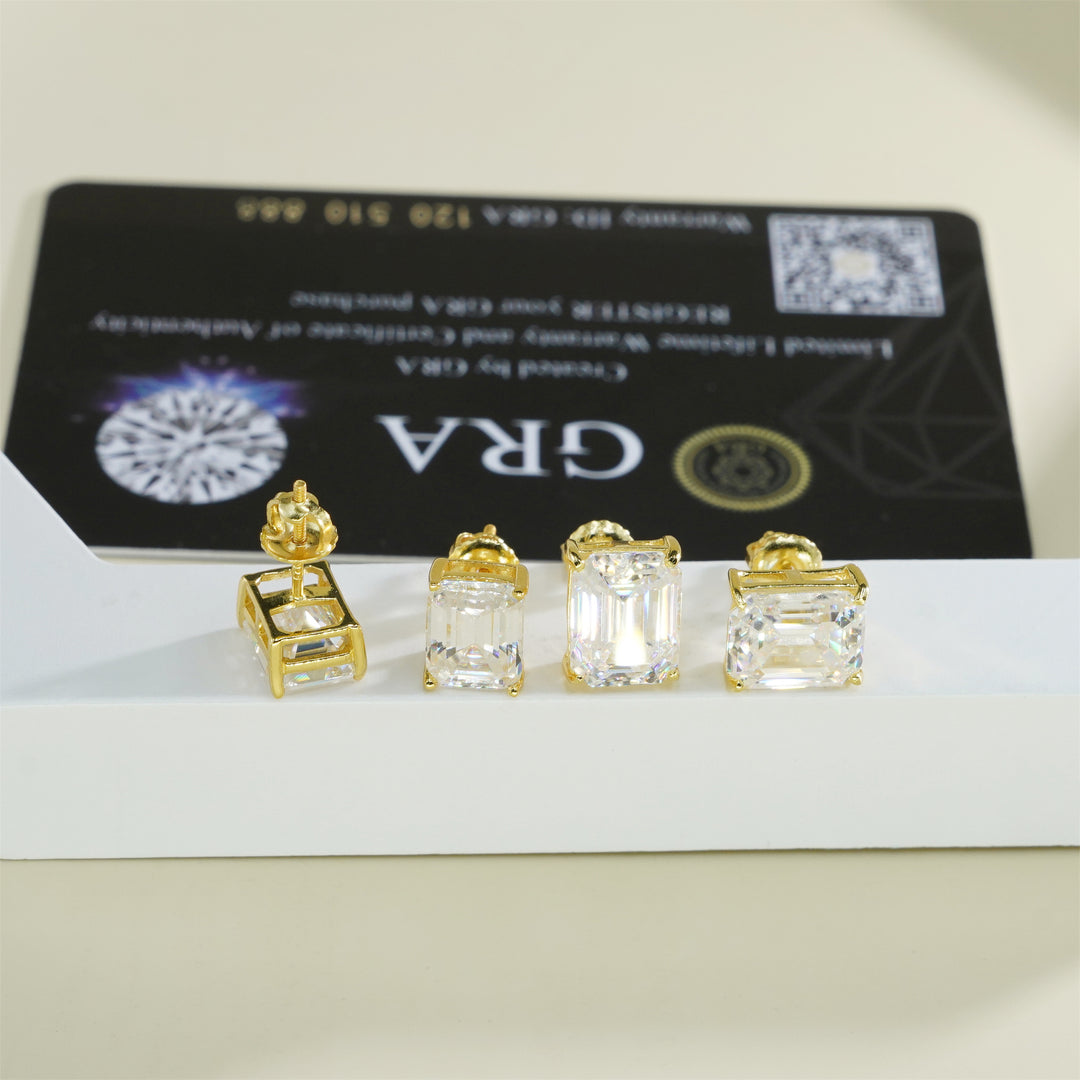 VVS ICED " EMERALD CUT " Earrings