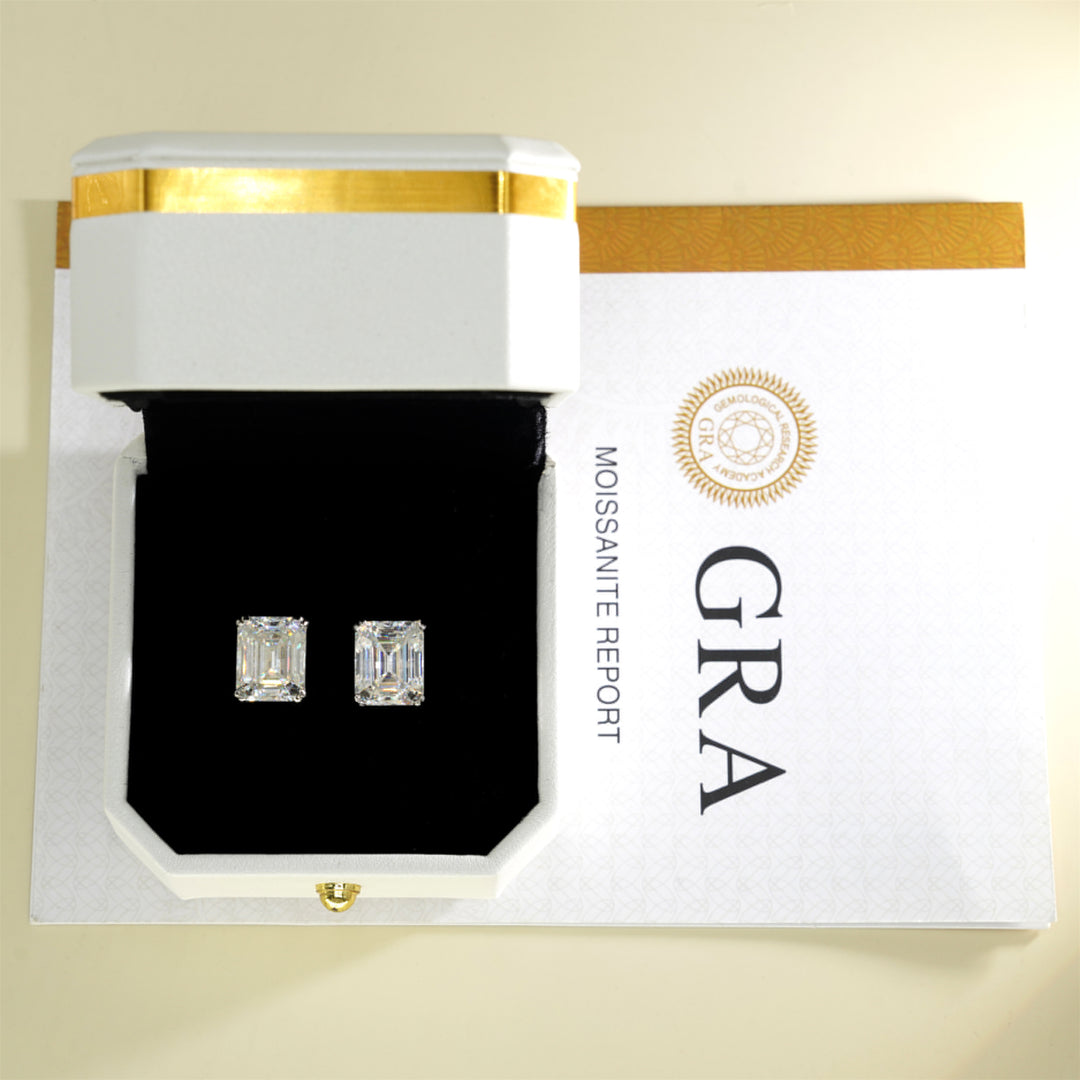 VVS ICED " EMERALD CUT " Earrings